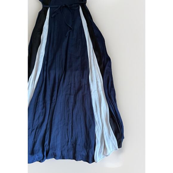 NWT Banana Republic Color Block Panel Maxi Dress Sz 2 P Blue Black White Satin - Picture 3 of 10
